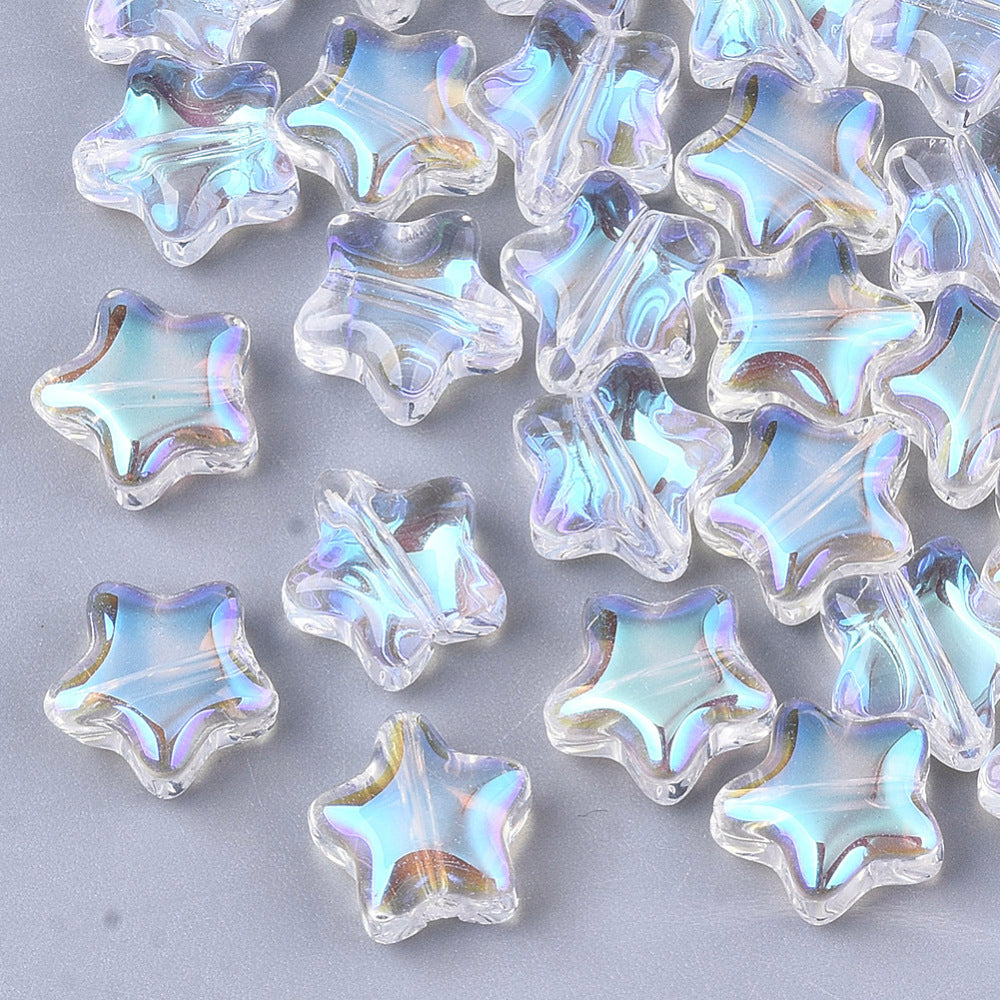 Electroplated Glass Star Beads – Clear AB 8mm Bulk | The Pink Bead Shop Canada
