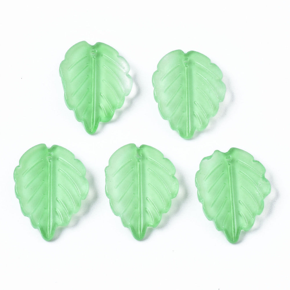 Spring Green Glass Leaf Pendant 23.5mm – Sold Individually | The Pink Bead Shop Canada