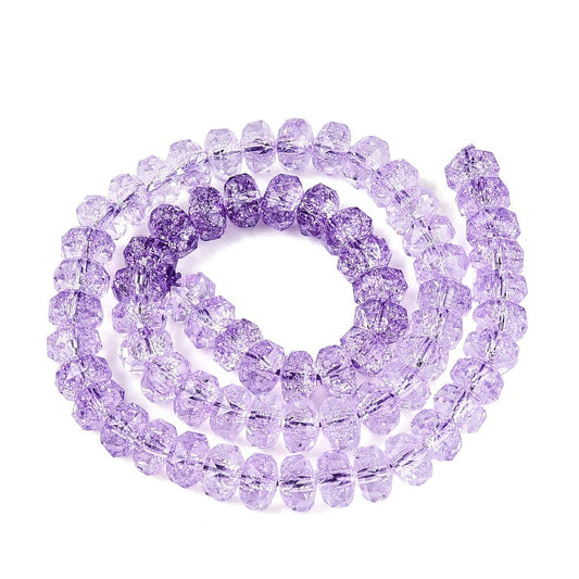 Lilac Crackle Glass Beads Rondelle Faceted 7.5–8mm | The Pink Bead Shop Canada