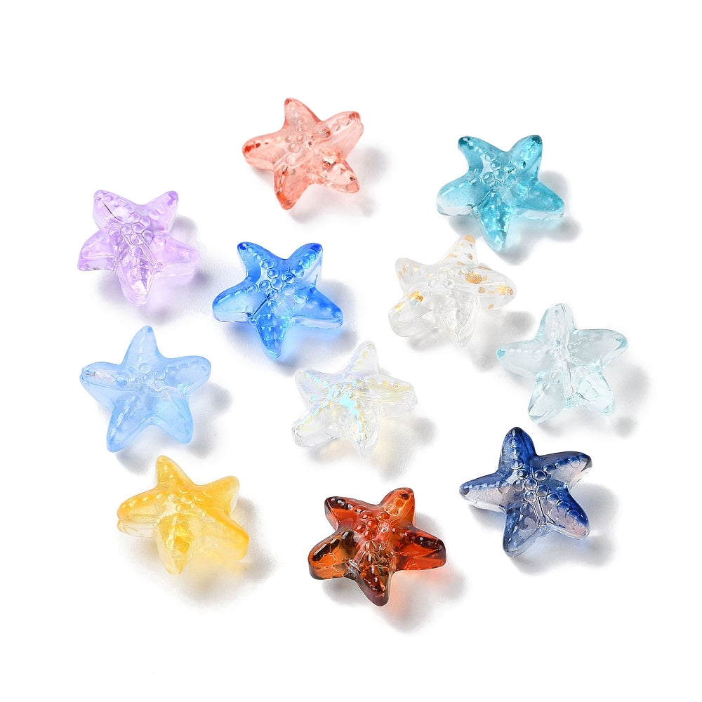 Transparent Glass Starfish Beads 15x15mm – Mixed Colours | The Pink Bead Shop Canada