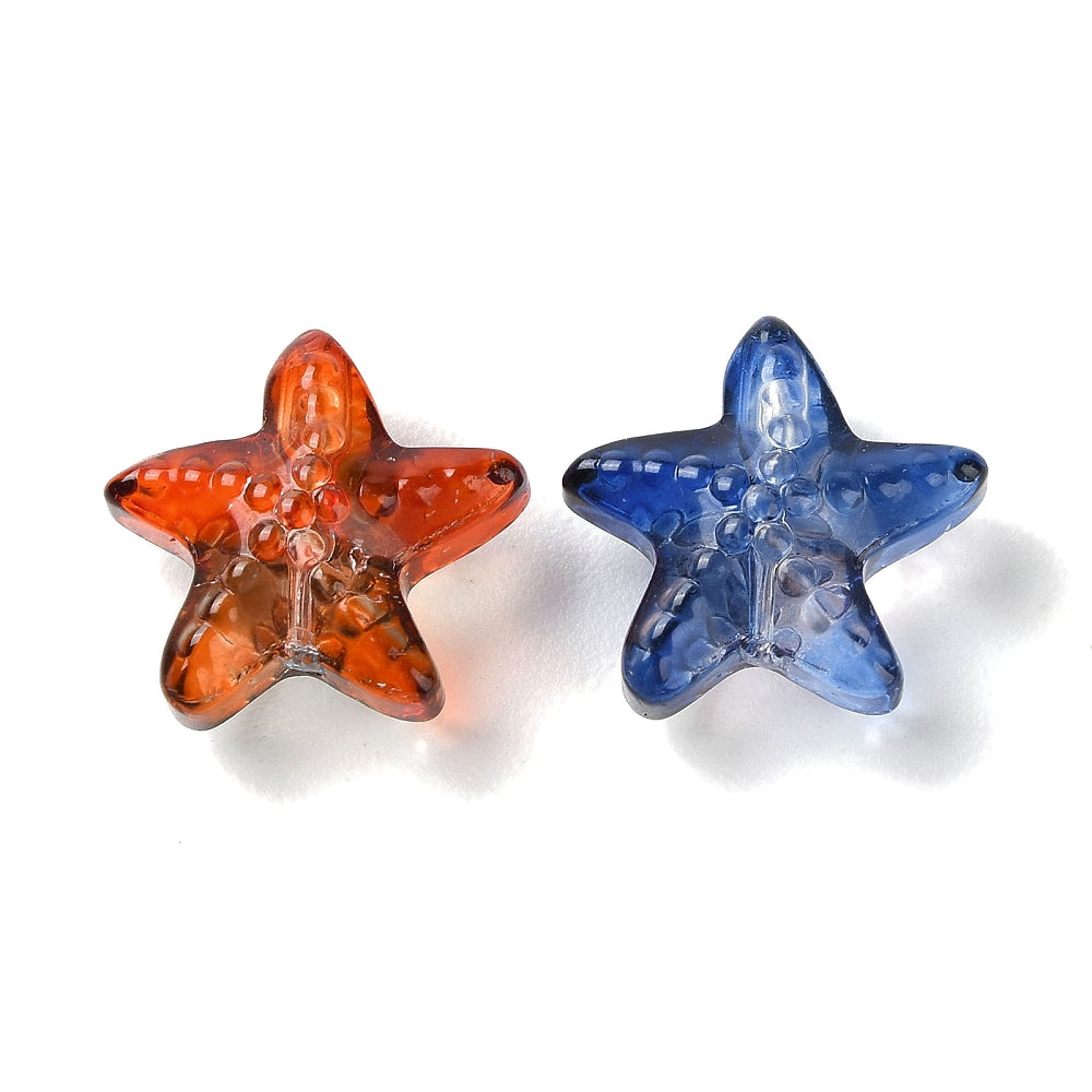 Transparent Glass Starfish Beads 15x15mm – Mixed Colours | The Pink Bead Shop Canada