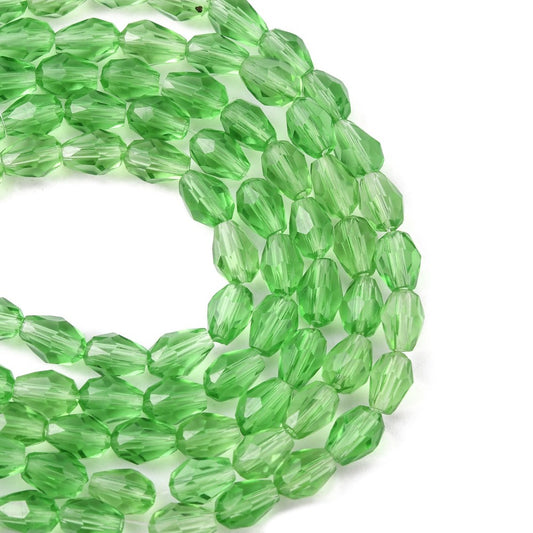 Green Faceted Teardrop Glass Bead Strands – Petite Drop Shape The Pink Bead Shop