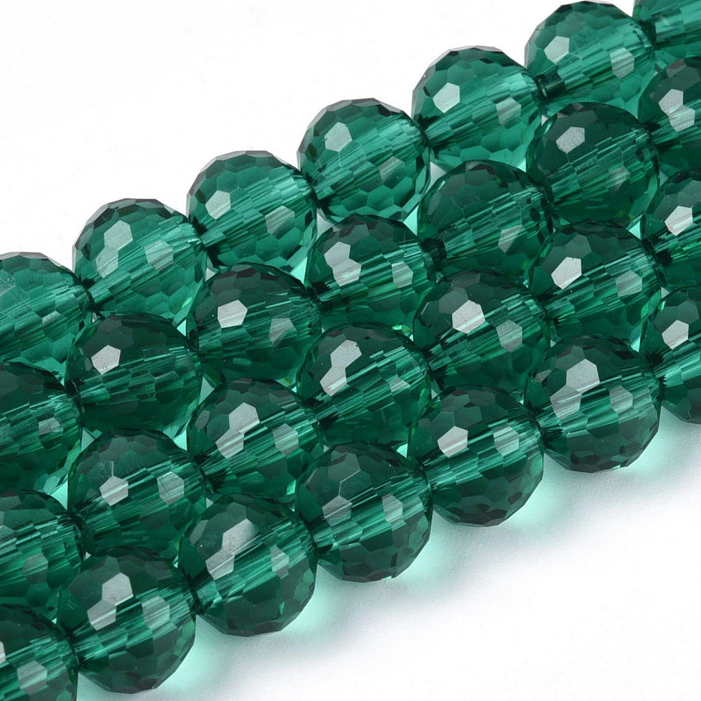 Teal Faceted Glass Round Beads 10mm – 96 Facets | The Pink Bead Shop Canada
