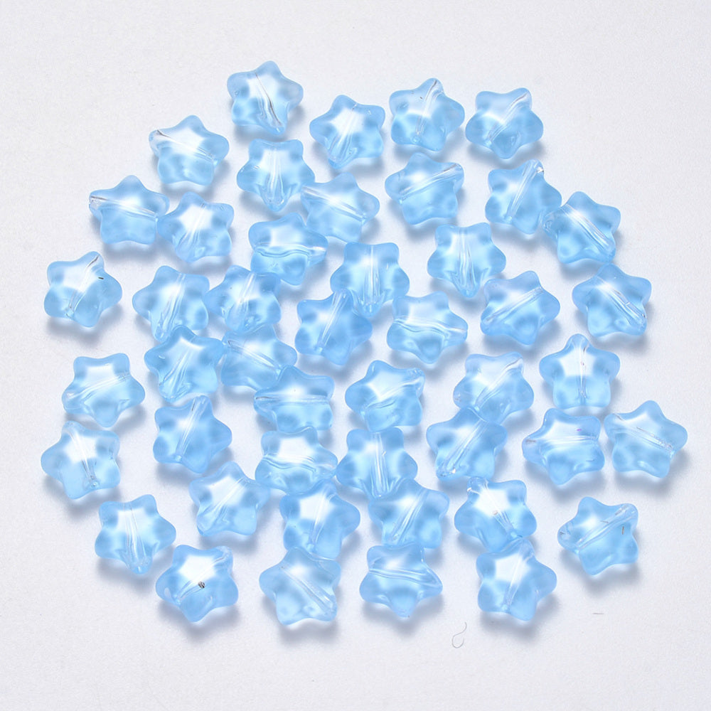 Glass Star Beads – Light Sky Blue Transparent Bulk 8mm | The Pink Bead Shop Canada