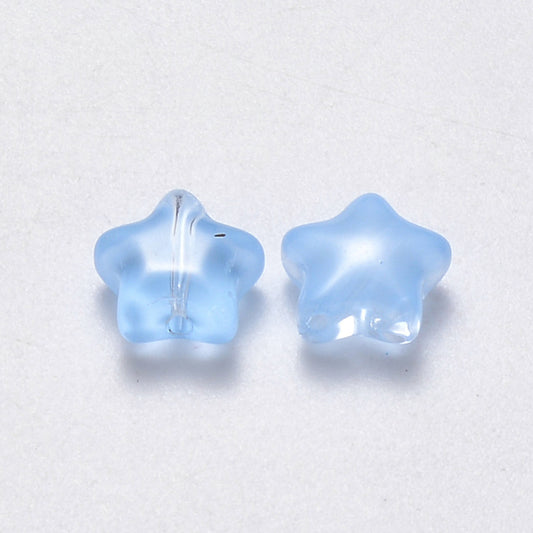Glass Star Beads – Light Sky Blue Transparent Bulk 8mm | The Pink Bead Shop Canada