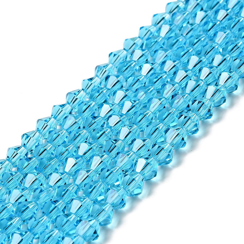 Imitation Austrian Crystal Light Sky Blue Faceted Bicone Glass Beads 6x6mm | The Pink Bead Shop Canada