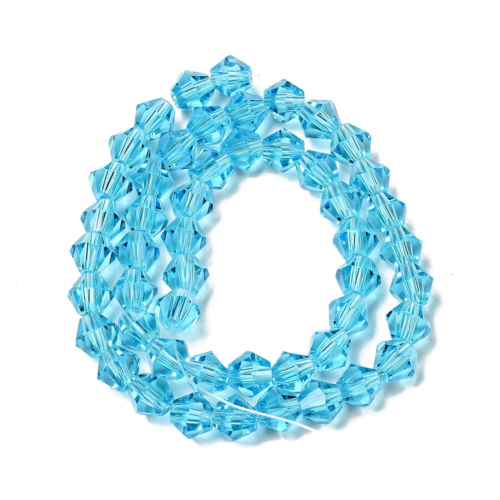 Imitation Austrian Crystal Light Sky Blue Faceted Bicone Glass Beads 6x6mm | The Pink Bead Shop Canada