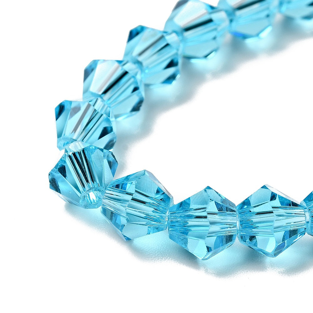 Imitation Austrian Crystal Light Sky Blue Faceted Bicone Glass Beads 6x6mm | The Pink Bead Shop Canada