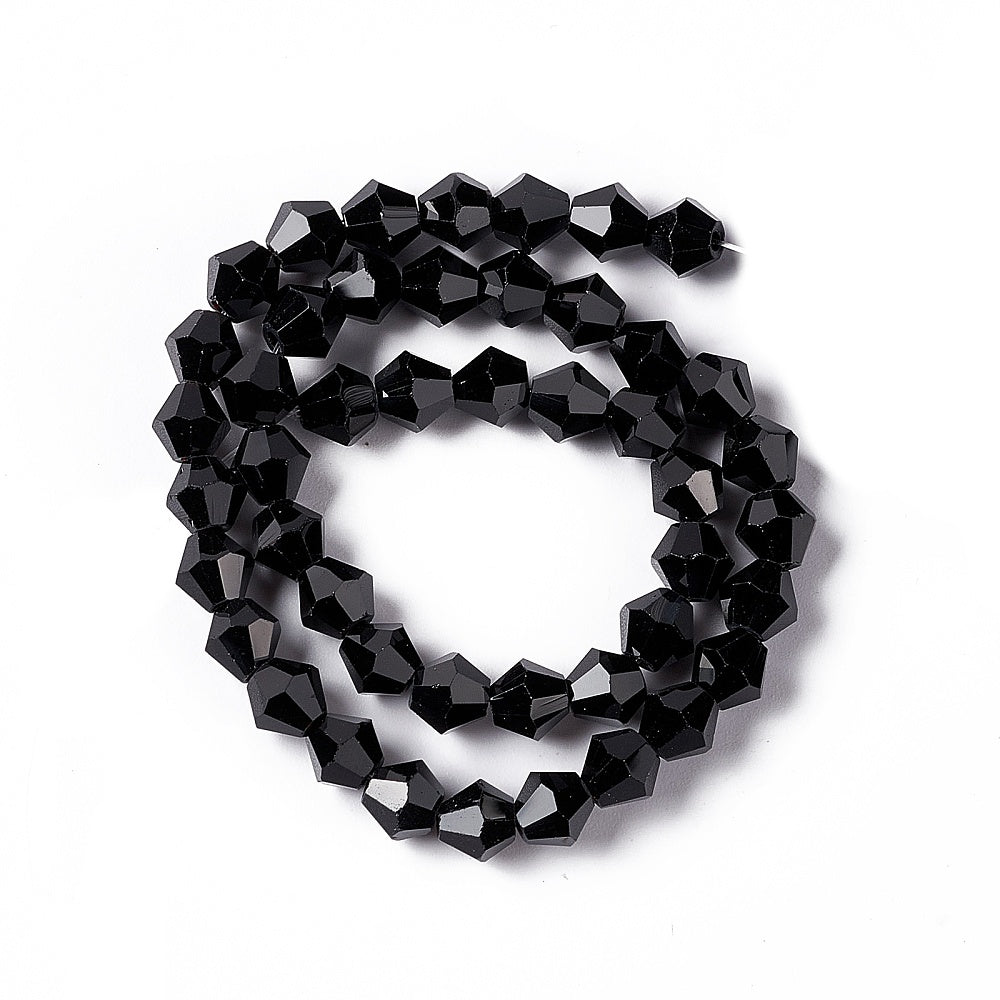 Imitation Austrian Crystal Black Faceted Bicone Glass Beads 6mm | The Pink Bead Shop Canada