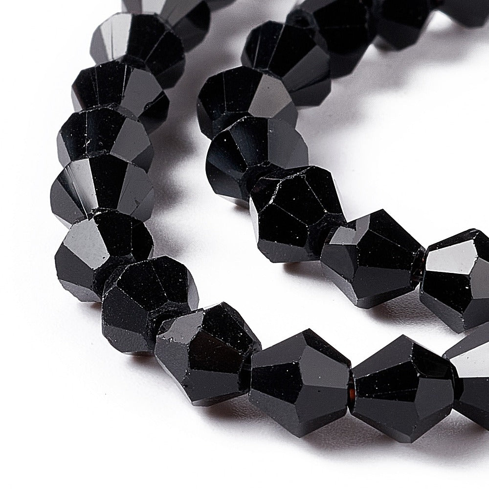 Imitation Austrian Crystal Black Faceted Bicone Glass Beads 6mm | The Pink Bead Shop Canada