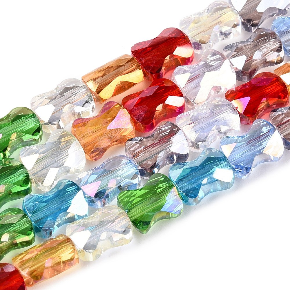 Colorful Glass Beads Faceted Bone Shape 7.5–8mm | The Pink Bead Shop Canada