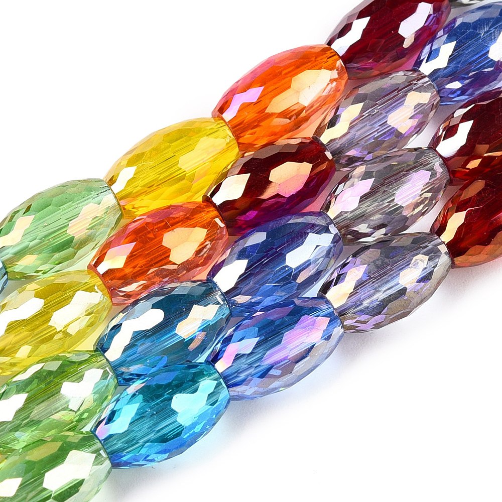Colorful Faceted Glass Beads Oval (32 Facets) 10–10.5mm | The Pink Bead Shop Canada