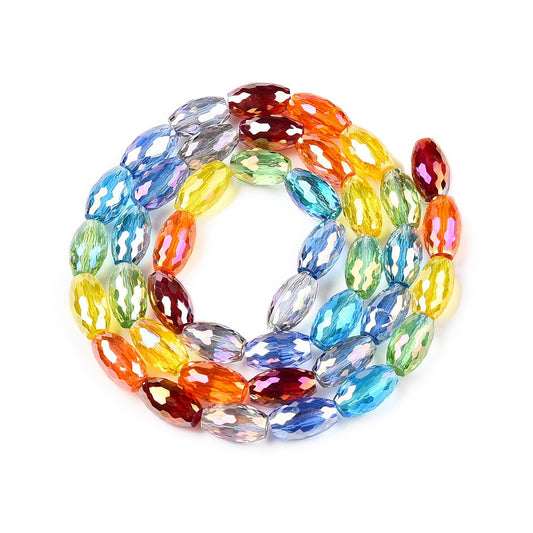 Colorful Faceted Glass Beads Oval (32 Facets) 10–10.5mm | The Pink Bead Shop Canada