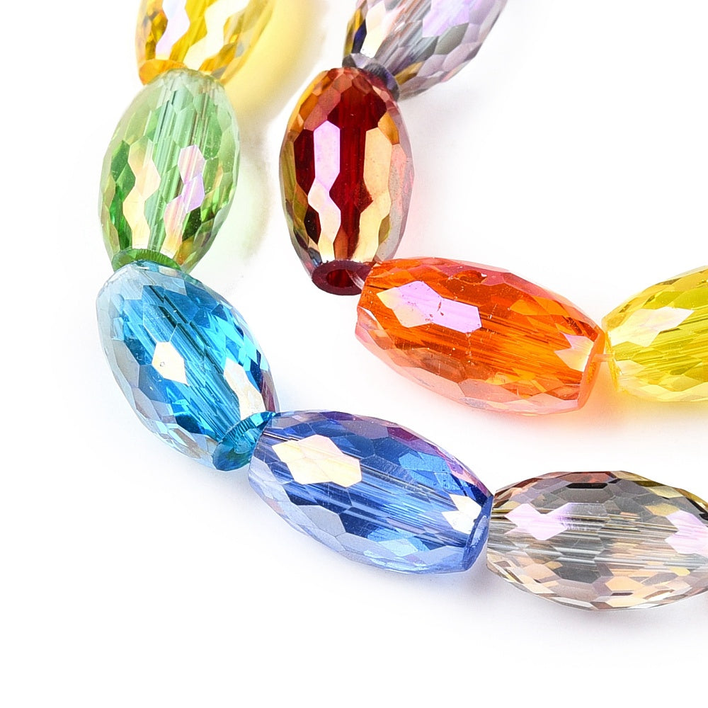 Colorful Faceted Glass Beads Oval (32 Facets) 10–10.5mm | The Pink Bead Shop Canada