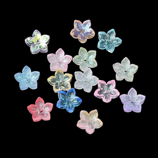 Dyed & Heated Glass Flower Bead Caps 9x9.5-10x3.8mm | Mixed Colors | Bulk | The Pink Bead Shop Canada