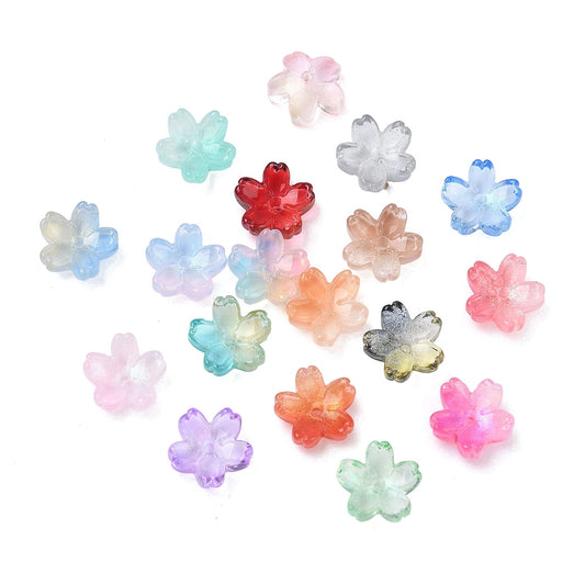 Dyed & Heated Glass Flower Bead Caps 10.5x11mm | Mixed Colors | Bulk | The Pink Bead Shop Canada