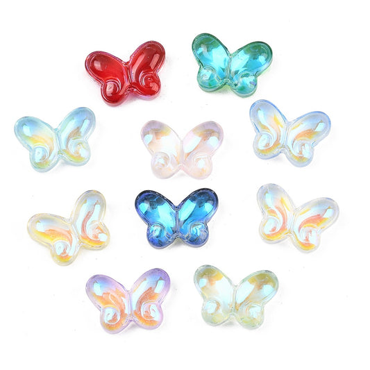 Bulk AB Rainbow Butterfly Glass Beads 15x10mm | The Pink Bead Shop Canada