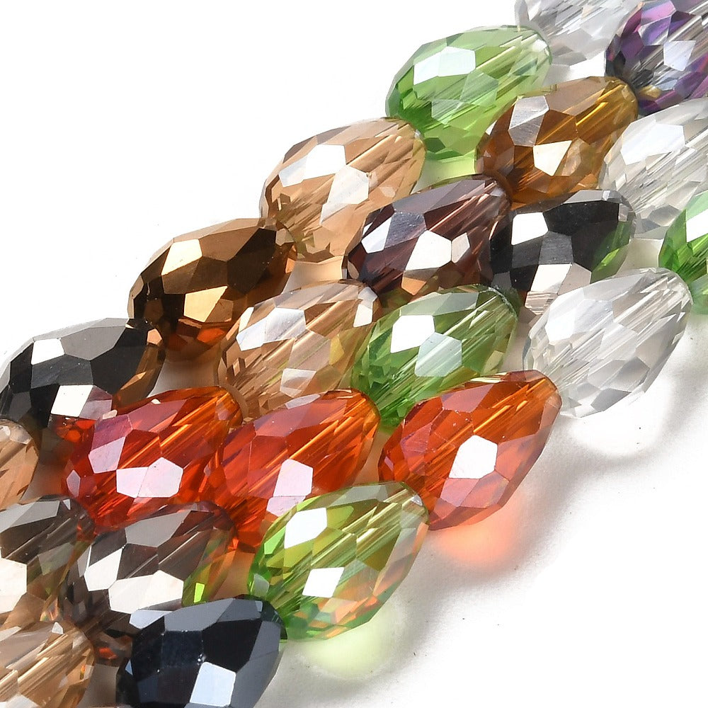 Mixed Colour Faceted Teardrop Glass Beads 15x10mm | The Pink Bead Shop Canada
