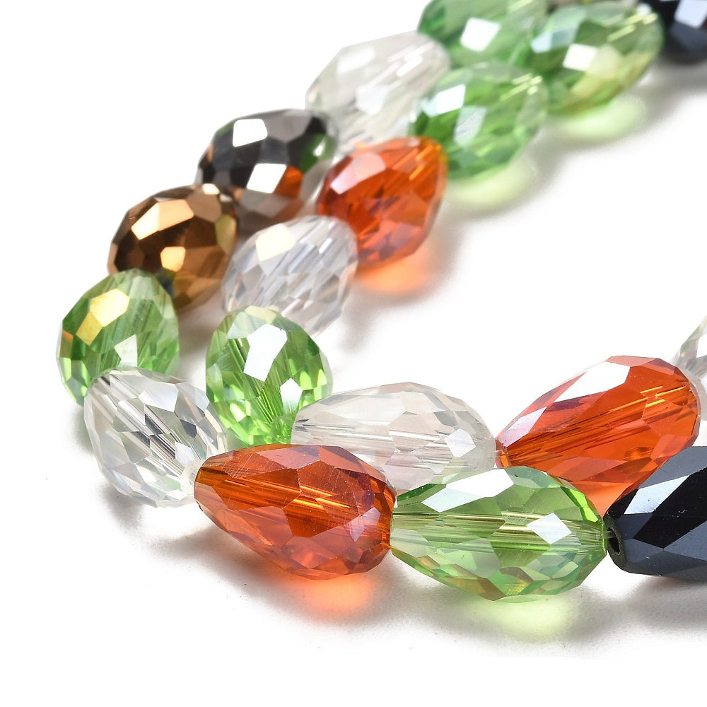 Mixed Colour Faceted Teardrop Glass Beads 15x10mm | The Pink Bead Shop Canada