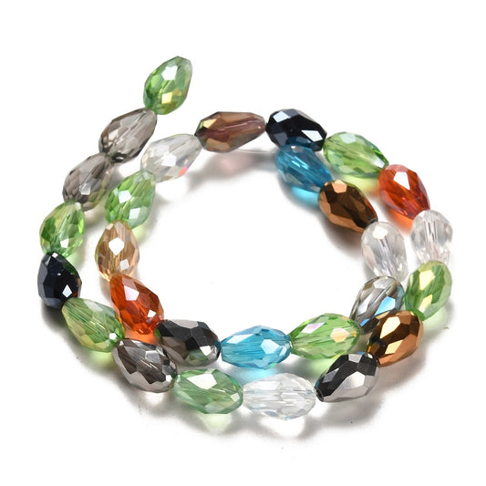 Mixed Colour Faceted Teardrop Glass Beads 15x10mm | The Pink Bead Shop Canada