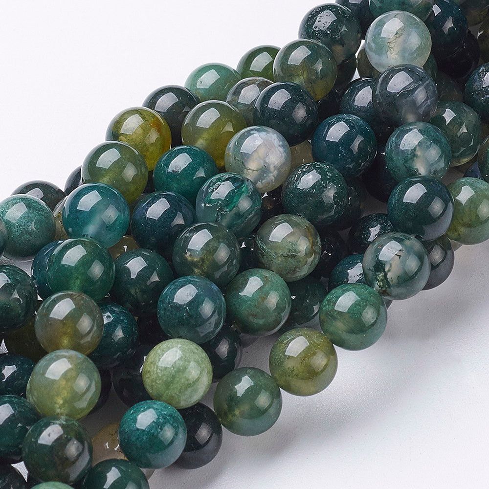 Moss Agate Beads Natural – Assorted Sizes 4mm, 6mm & 8mm The Pink Bead Shop