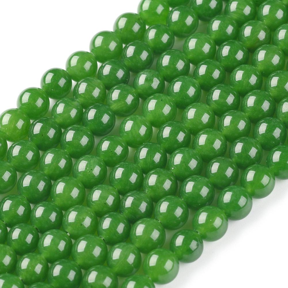 Green Jade Beads 8mm Round – Dyed Jade Gemstone Strand | The Pink Bead Shop Canada