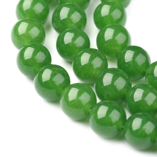 Green Jade Beads 8mm Round – Dyed Jade Gemstone Strand | The Pink Bead Shop Canada