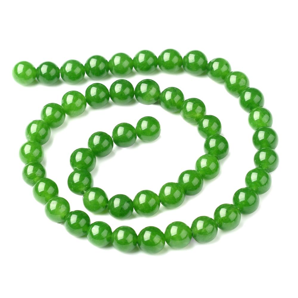 Green Jade Beads 8mm Round – Dyed Jade Gemstone Strand | The Pink Bead Shop Canada