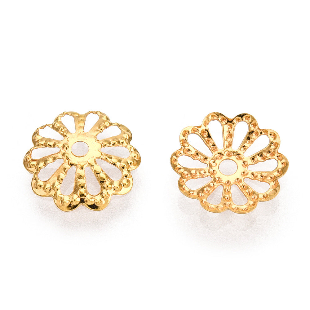 Gold Multi-Petal Bead Caps 9mm – 50 Pack | The Pink Bead Shop Canada