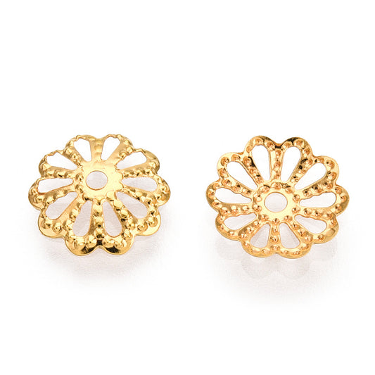 Gold Multi-Petal Bead Caps 9mm – 50 Pack | The Pink Bead Shop Canada
