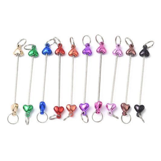 Beadable Heart Keychain Bars | Assorted Colors | Pack of 5 | The Pink Bead Shop Canada