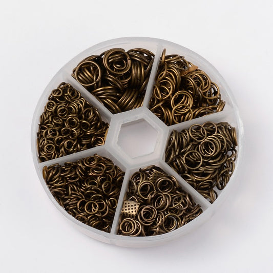 Antique Bronze Open Jump Rings Assortment – 1600 Pieces | The Pink Bead Shop Canada