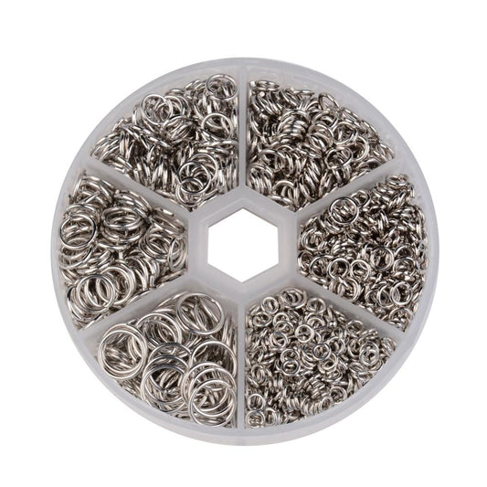 Bulk Jump Rings Set – Assorted Sizes, Silver Tone (Approx. 1600pcs) | The Pink Bead Shop Canada
