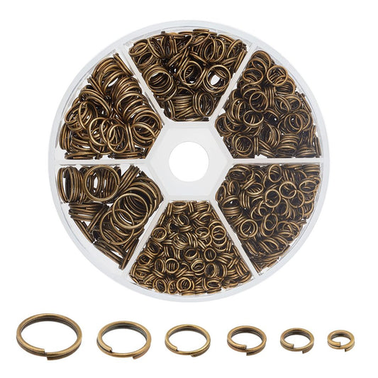 Split Rings Assorted Sizes – Antique Bronze (4mm–10mm, Approx. Box Set) | The Pink Bead Shop Canada