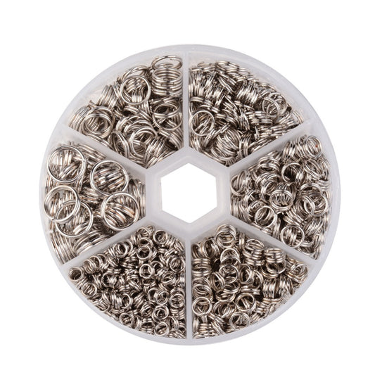 Split Rings Assorted Sizes – Silver / Platinum Tone (4mm–10mm, Approx. Box Set) | The Pink Bead Shop Canada