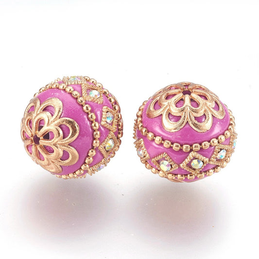 Handmade Indonesian Orchid Bead with Light Gold Metal Findings 19.5mm – Sold Individually | The Pink Bead Shop Canada