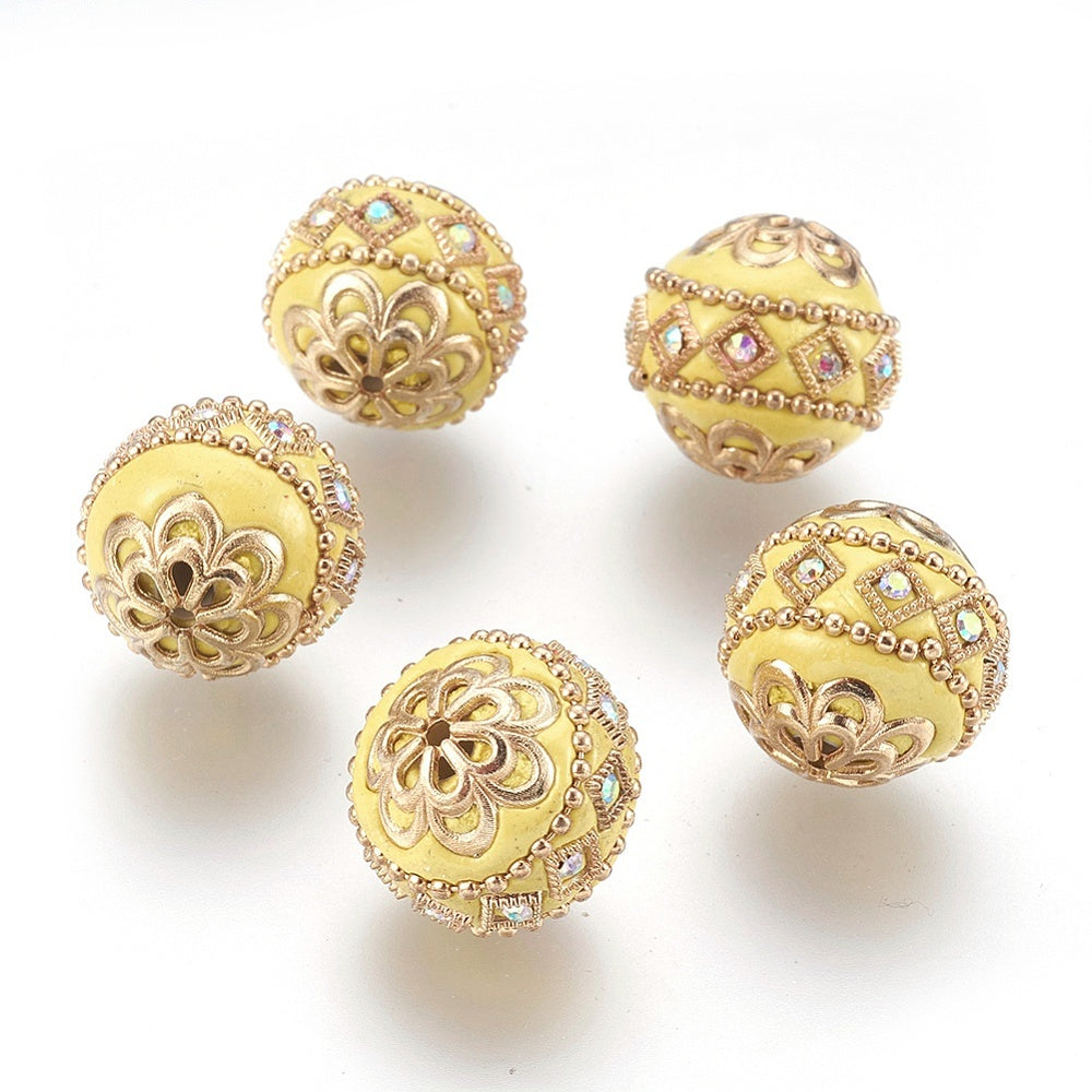 Handmade Indonesian Light Khaki Bead with Light Gold Metal Findings 19.5mm – Sold Individually | The Pink Bead Shop Canada