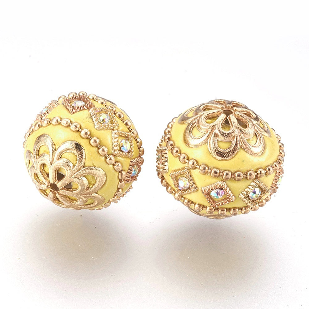 Handmade Indonesian Light Khaki Bead with Light Gold Metal Findings 19.5mm – Sold Individually | The Pink Bead Shop Canada