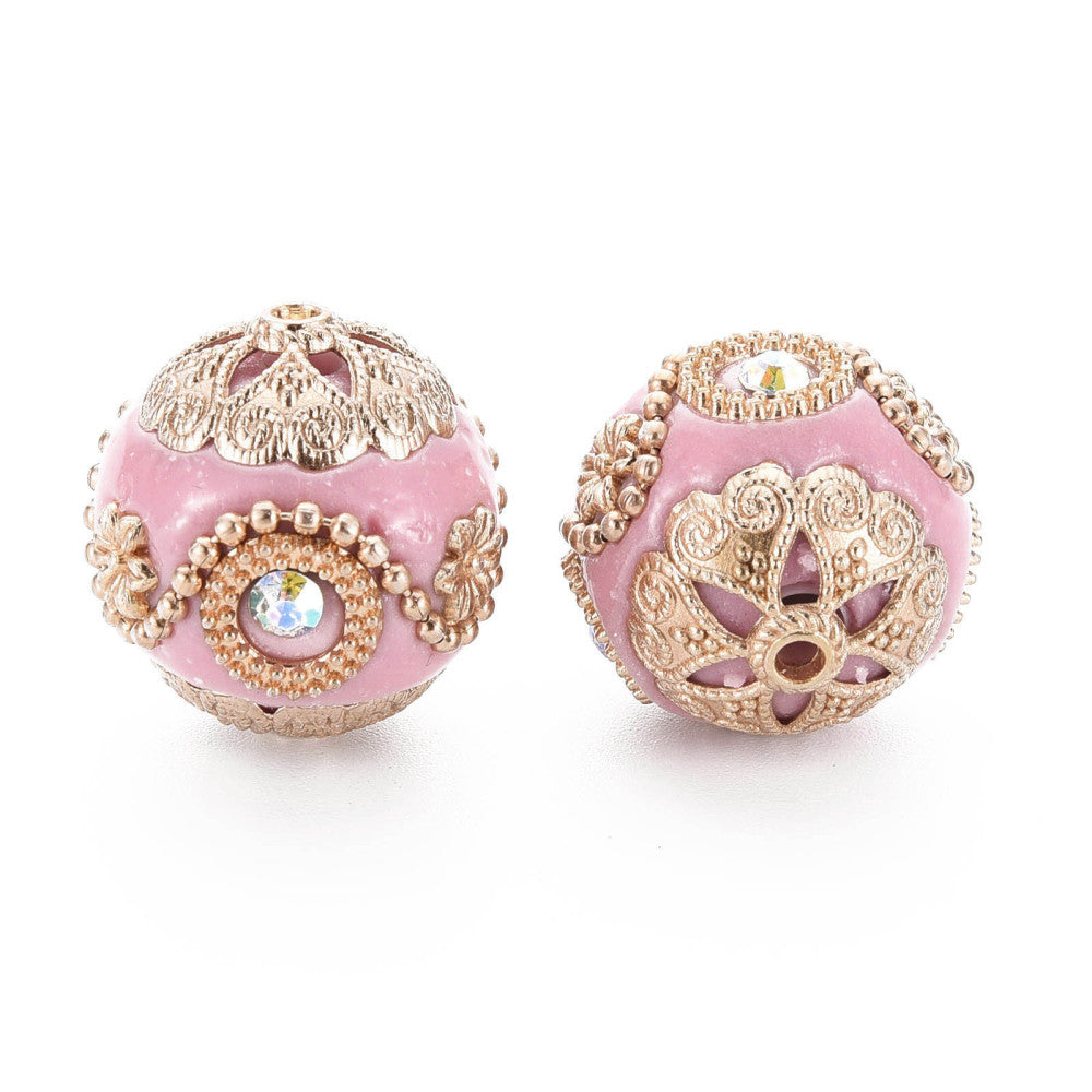 Pink Crystal Rhinestone Indonesia Bead – Sold Individually | The Pink Bead Shop Canada