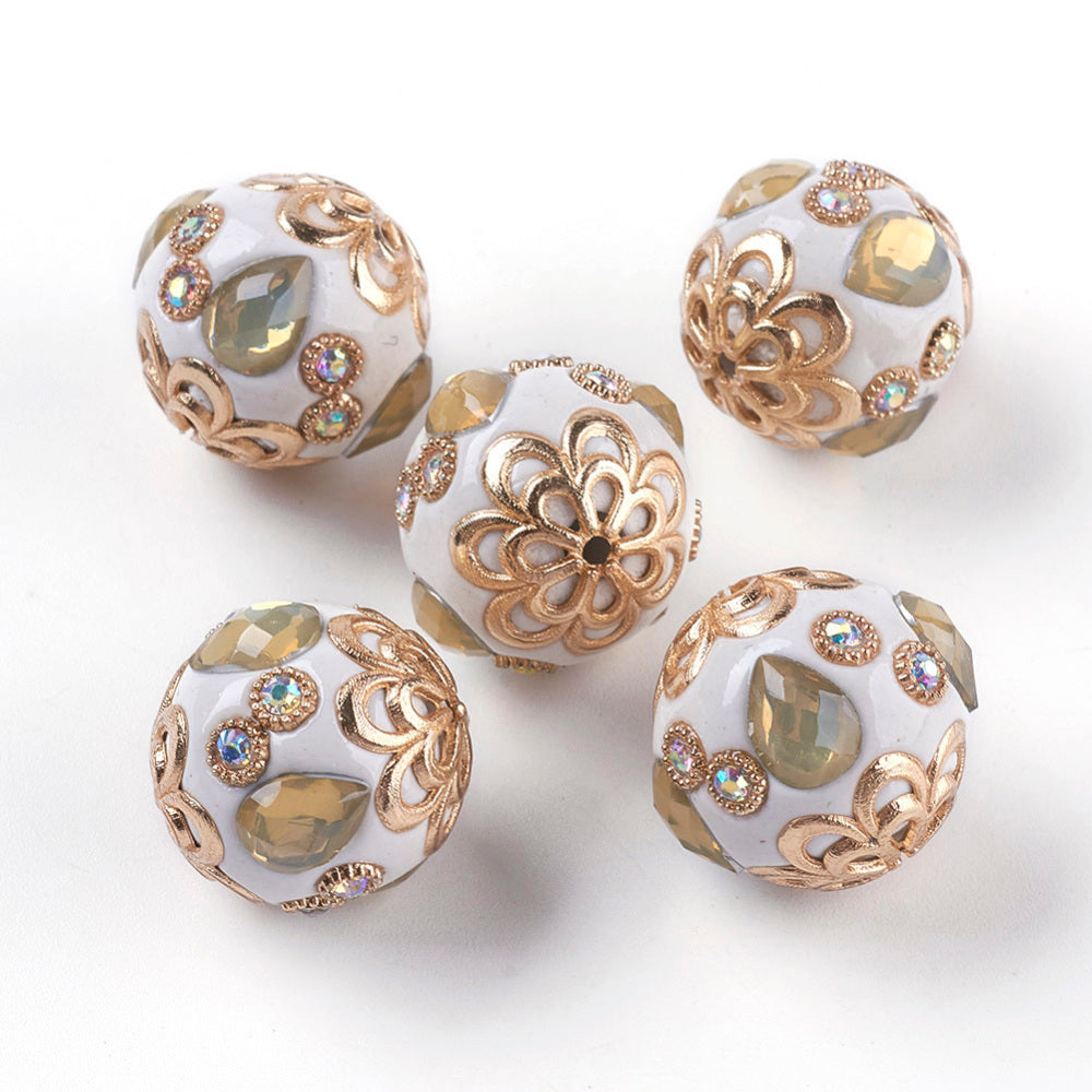 Light Gold Rhinestone Indonesia Bead – Sold Individually | The Pink Bead Shop Canada