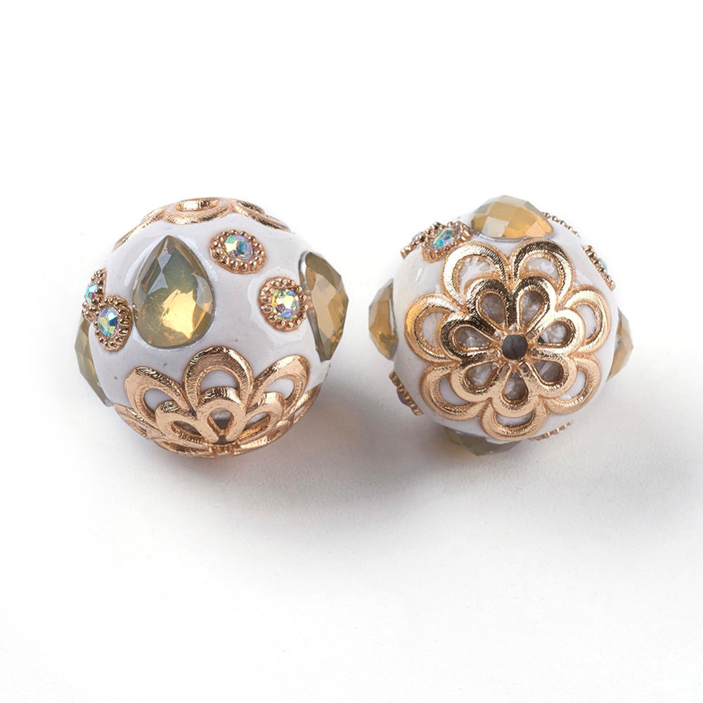 Light Gold Rhinestone Indonesia Bead – Sold Individually | The Pink Bead Shop Canada