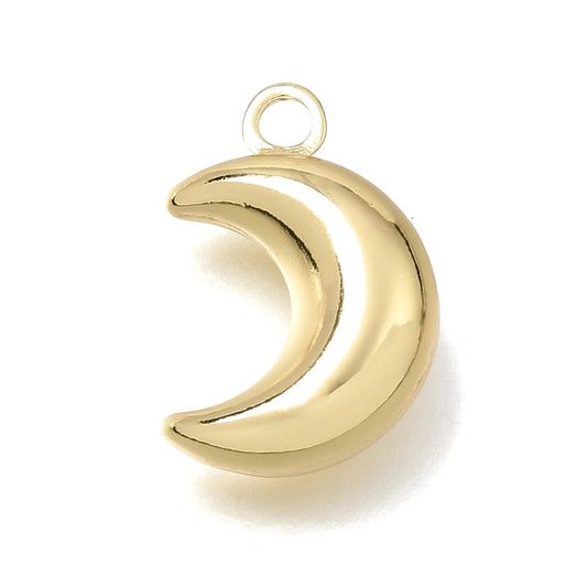 18K Gold Plated Brass Moon Charm 19mm 1 Pack | The Pink Bead Shop Canada