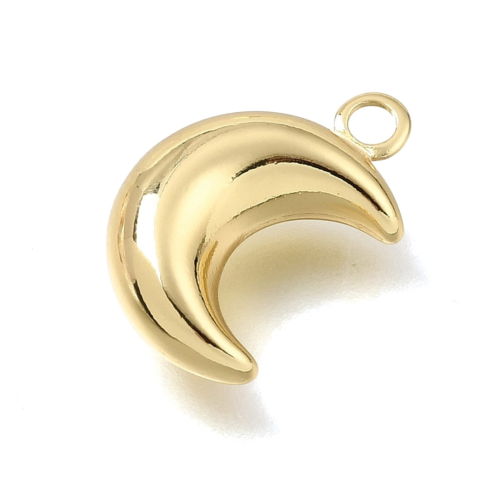 18K Gold Plated Brass Moon Charm 19mm 1 Pack | The Pink Bead Shop Canada