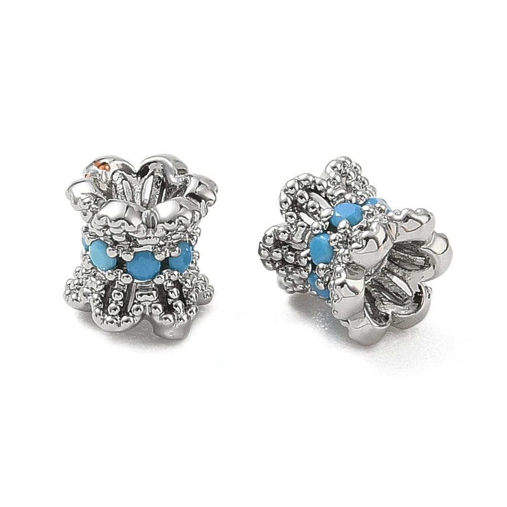Platinum Colour Sky Blue Cubic Zirconia Column Beads – 6mm | The Pink Bead Shop Canada