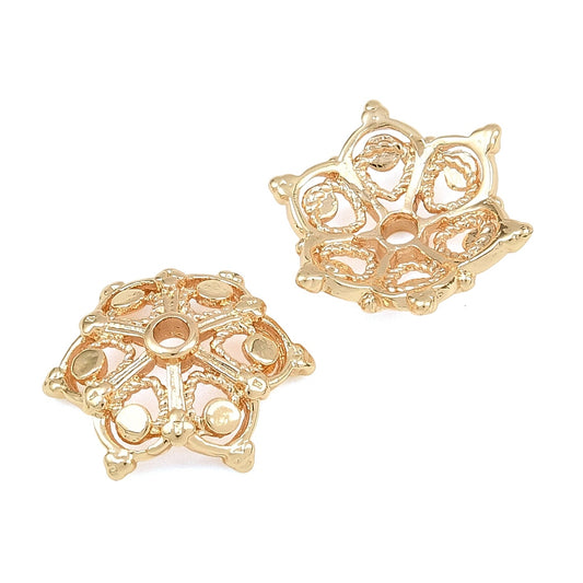 18K Gold Plated Brass Flower Bead Caps – Pack of 5 | The Pink Bead Shop Canada
