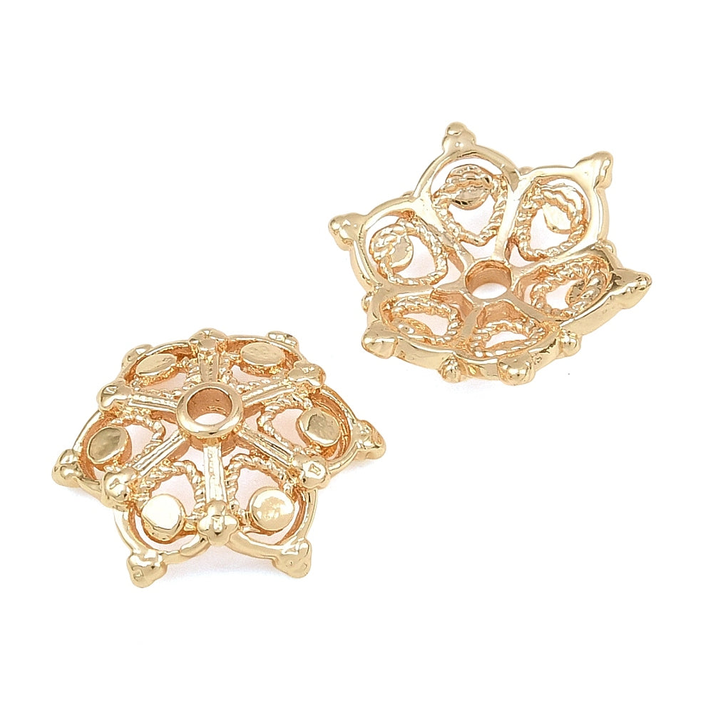 18K Gold Plated Brass Flower Bead Caps – Pack of 5 | The Pink Bead Shop Canada