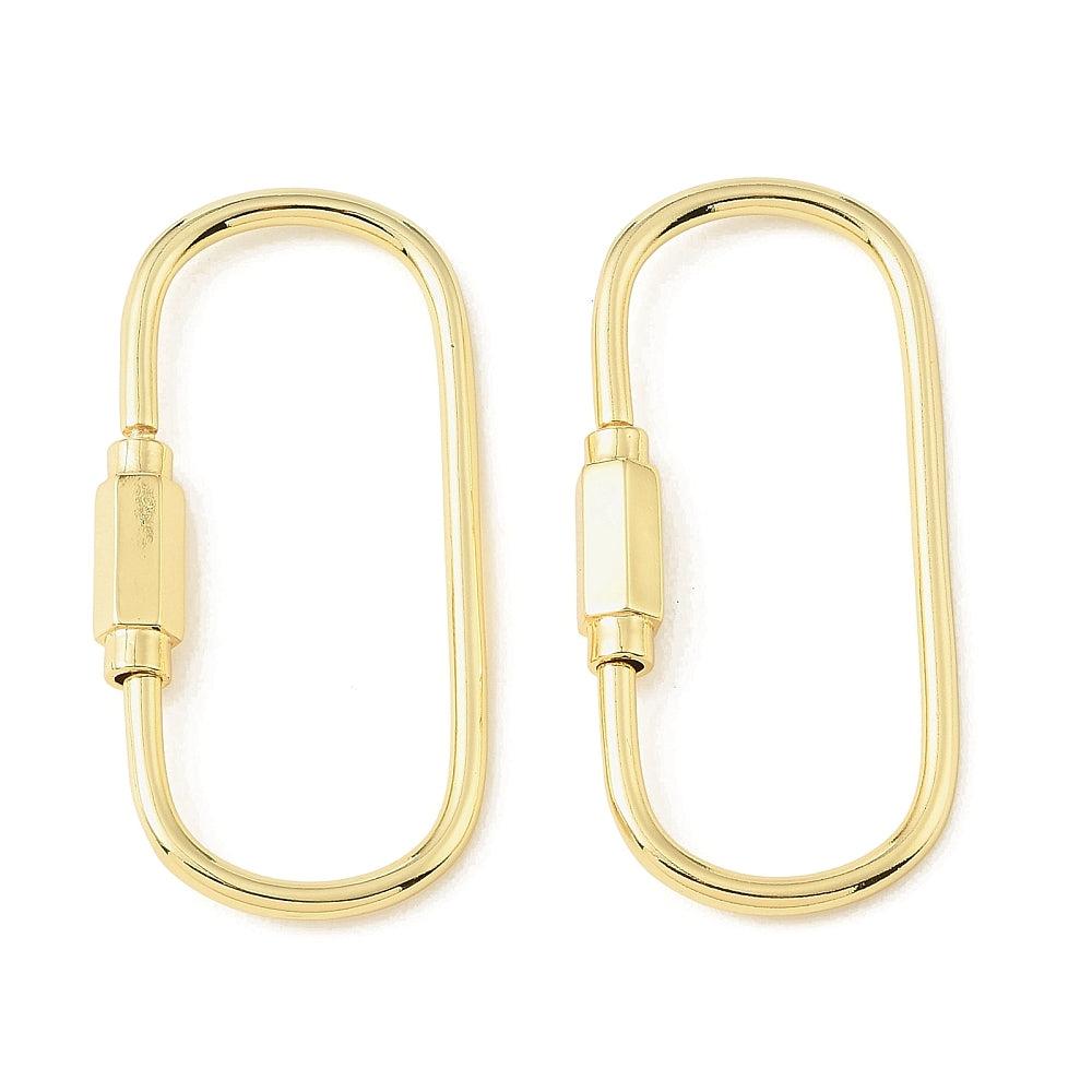 18K Gold Plated Brass Oval Screw Carabiner Lock – 56mm | The Pink Bead Shop Canada