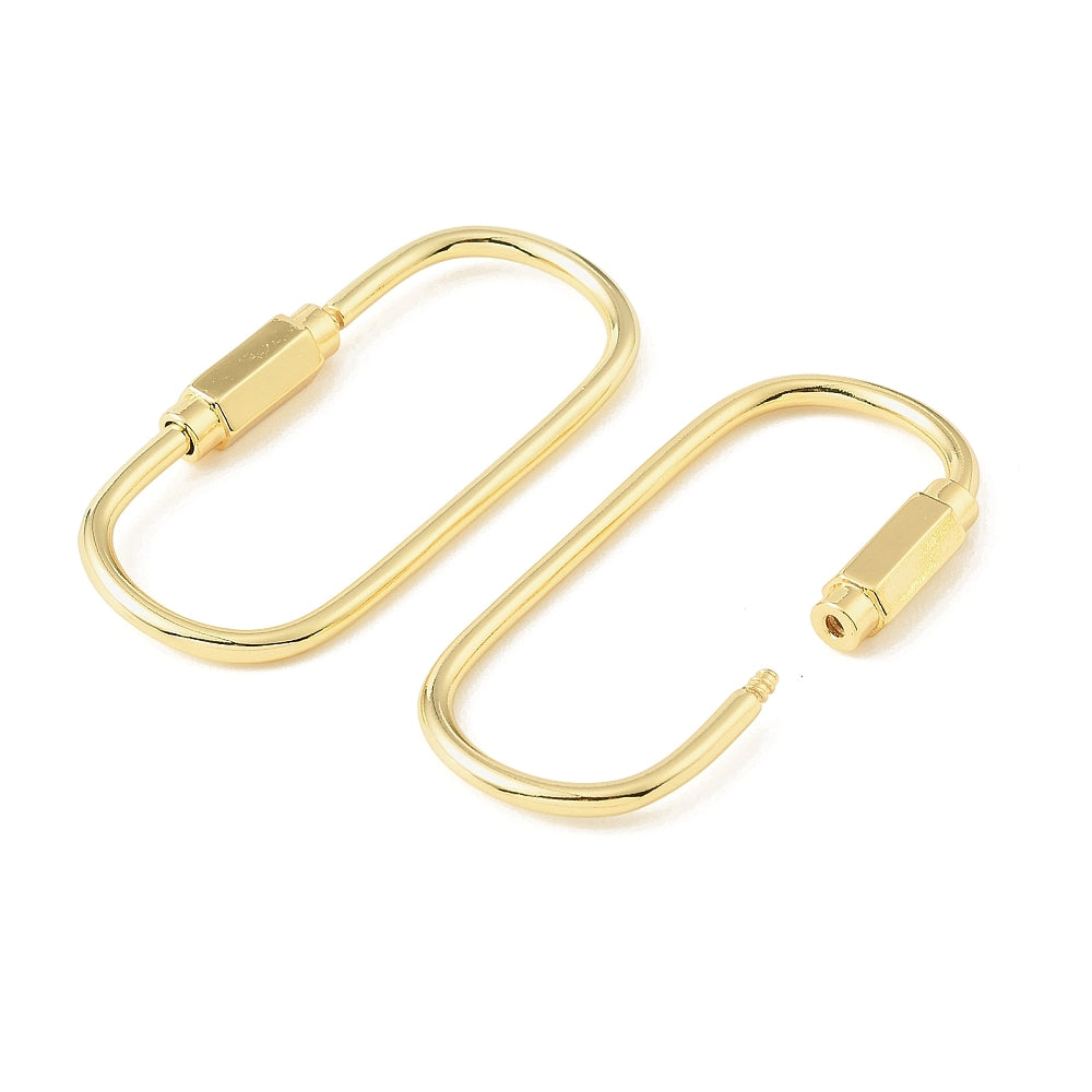 18K Gold Plated Brass Oval Screw Carabiner Lock – 56mm | The Pink Bead Shop Canada
