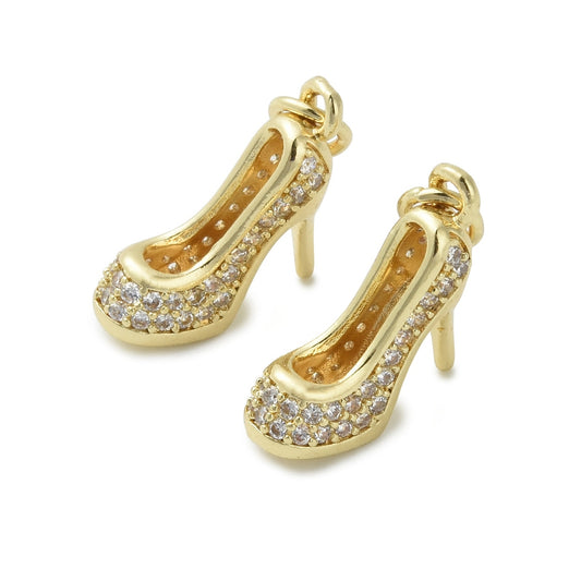 18K Gold Plated CZ High-Heel Shoe Charms – Micro Pavé Brass Pendants The Pink Bead Shop