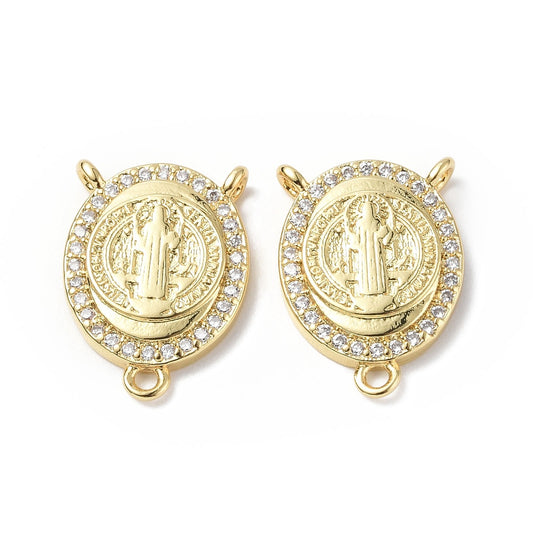 Real 18K Gold-Plated Saint Medal Rosary Centrepiece Connector – 5 Pack | The Pink Bead Shop Canada